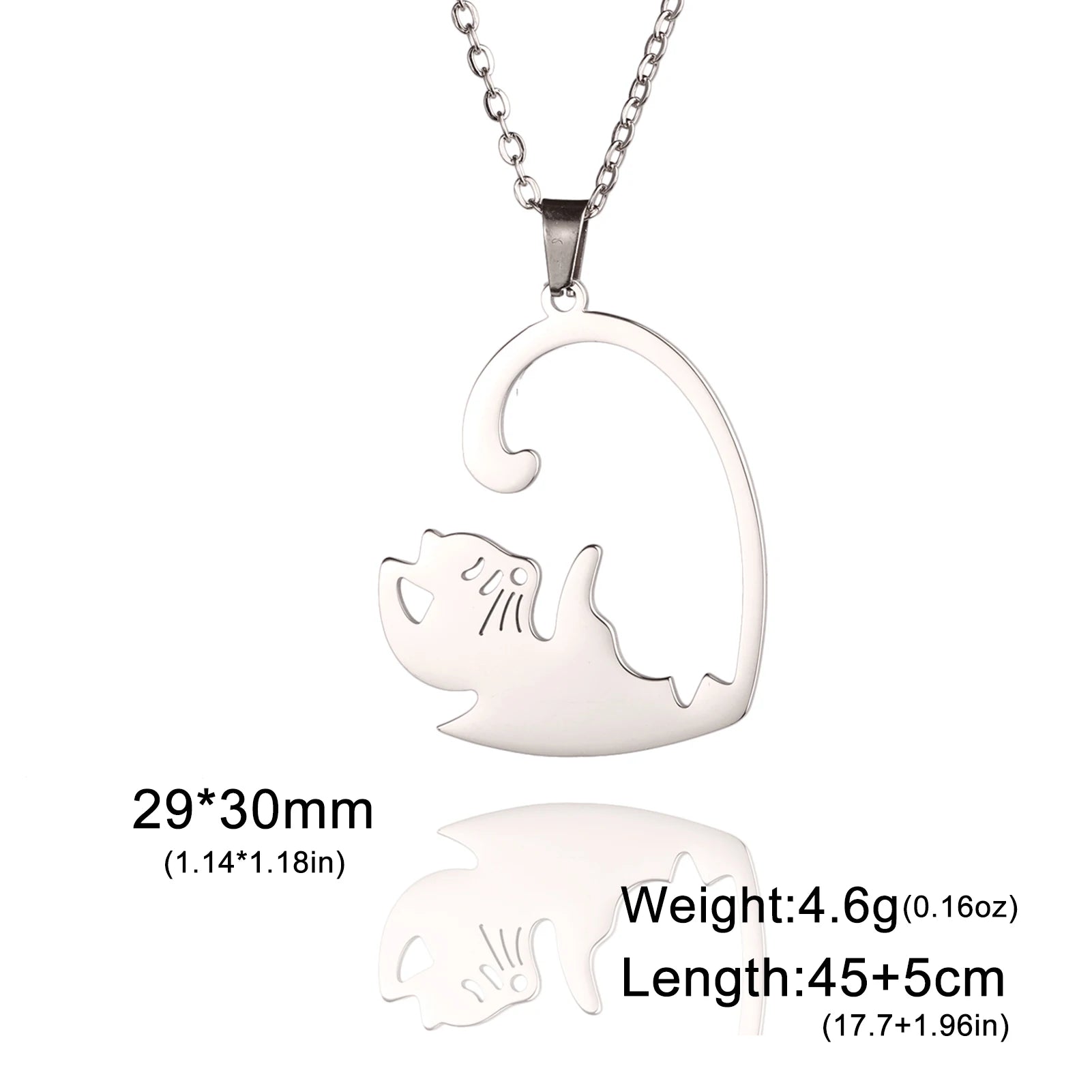 Dreamtimes Couple Jewelry Round Broken Heart Hugging Cat Necklace Women Yinyang Stainless Steel Pendant Splicing Lovers Gifts