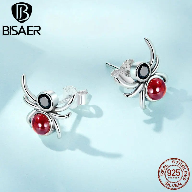 BISAER 925 Sterling Silver Mini Pumpkin Luminous Stud Earrings Enamel Ear Clip For Girl Halloween Party Original Fine Jewelry