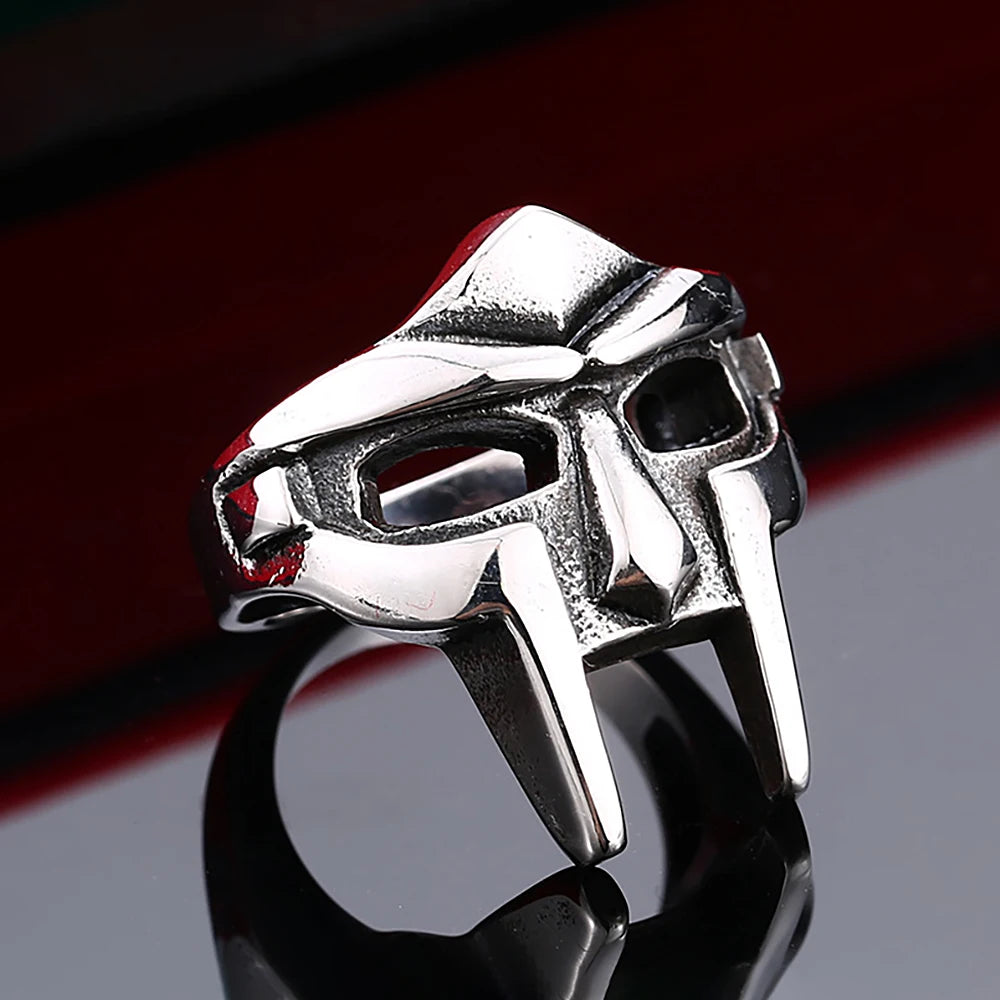 Vintage Classic Goth Hip Hop Mf Doom Mask Rings For Men Boys Punk Egyptian Pharaoh Stainless Steel Ring Fashion Jewelry Gifts