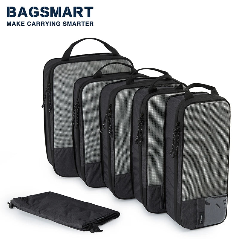 BAGSMART Compression Packing Cubes Men's Travel Suitcase Expandable Packing Organizers for Women Carry on Luggage Travel pouch