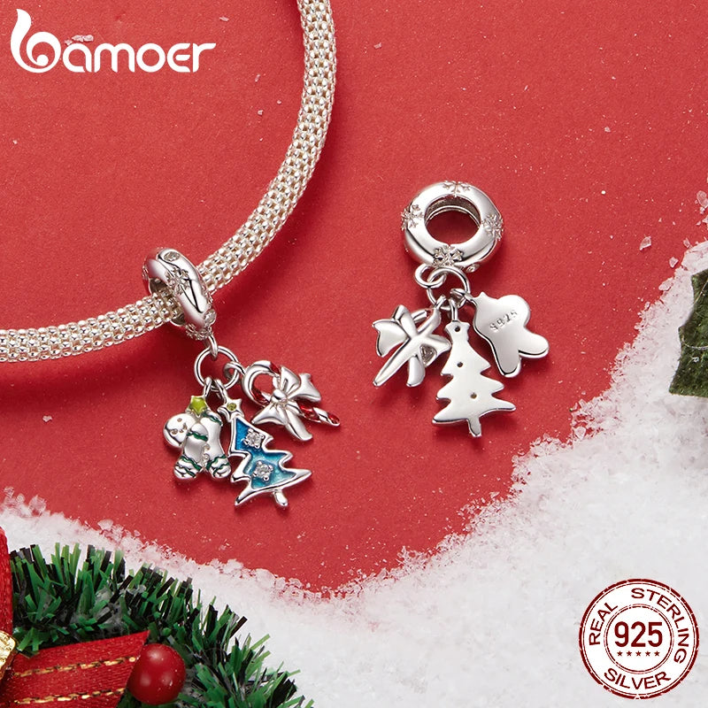 Pendentif de Noël BAMOER en argent sterling 925 pour bracelet original, breloque Bamoer DIY pour la fabrication de bijoux, cadeau de Noël SCC2914