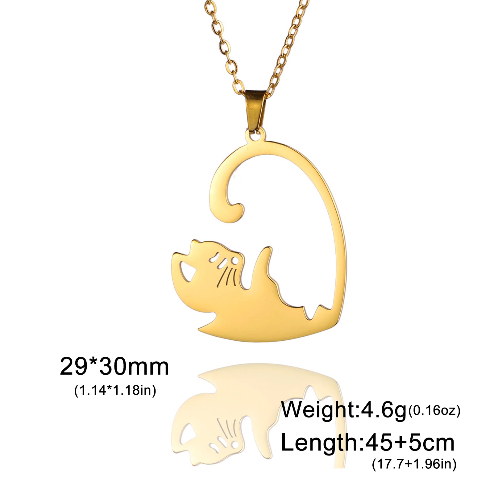 Dreamtimes Couple Jewelry Round Broken Heart Hugging Cat Necklace Women Yinyang Stainless Steel Pendant Splicing Lovers Gifts