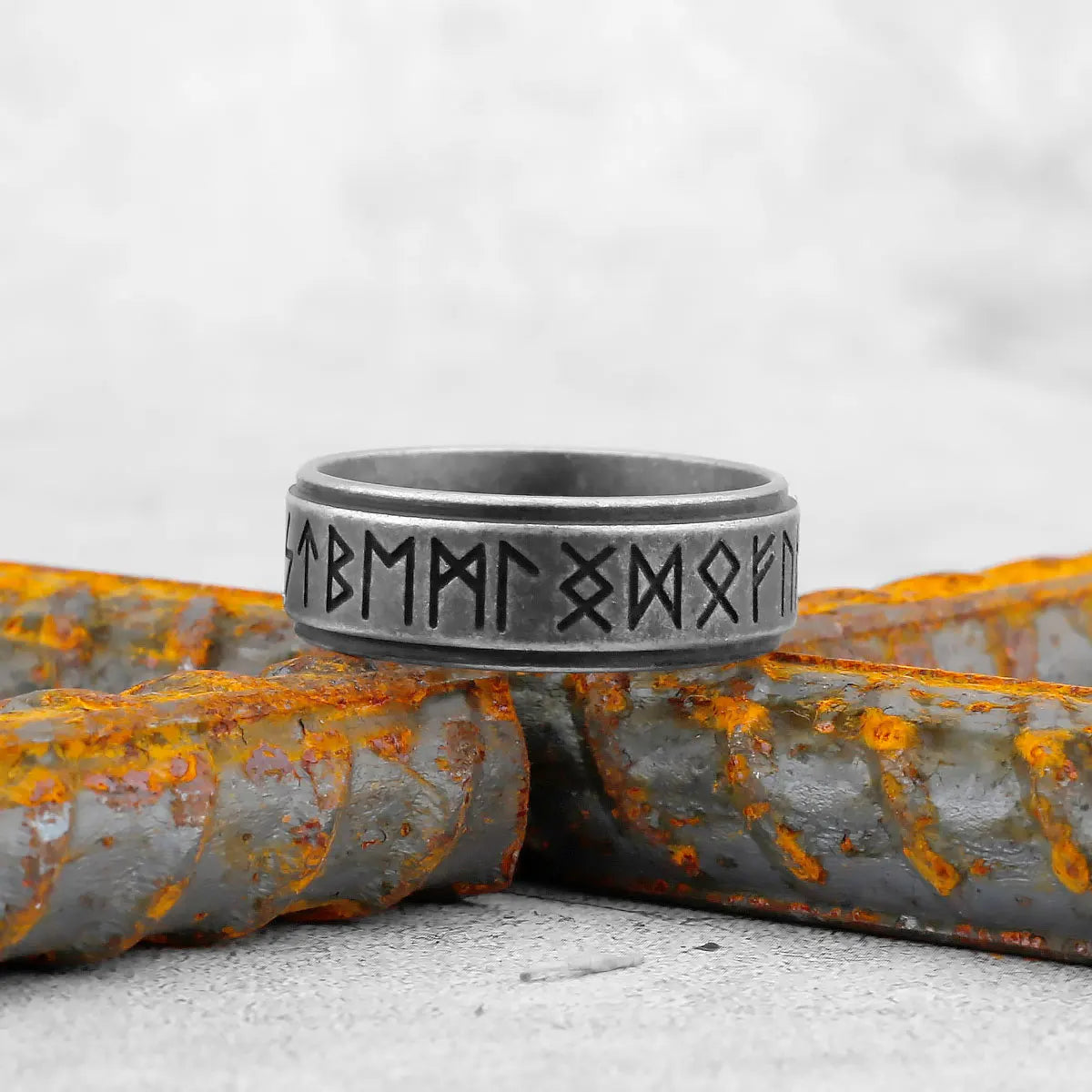 Viking Stainless Steel Ring Anchor Compass Tree of Life Nordic Viking Rune Wolf Men and Women Ring Jewelry for Boyfriend as Gift