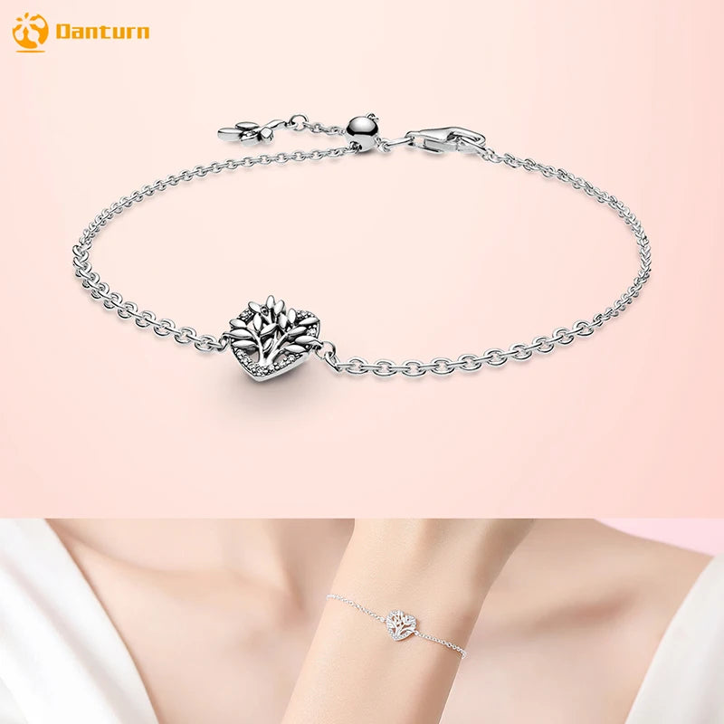 Danturn 925 Silver Heart Infinity Wishbone Heart Blue Disc Fan Clasp Heart T-Bar Multi Snake Chain Bracelets