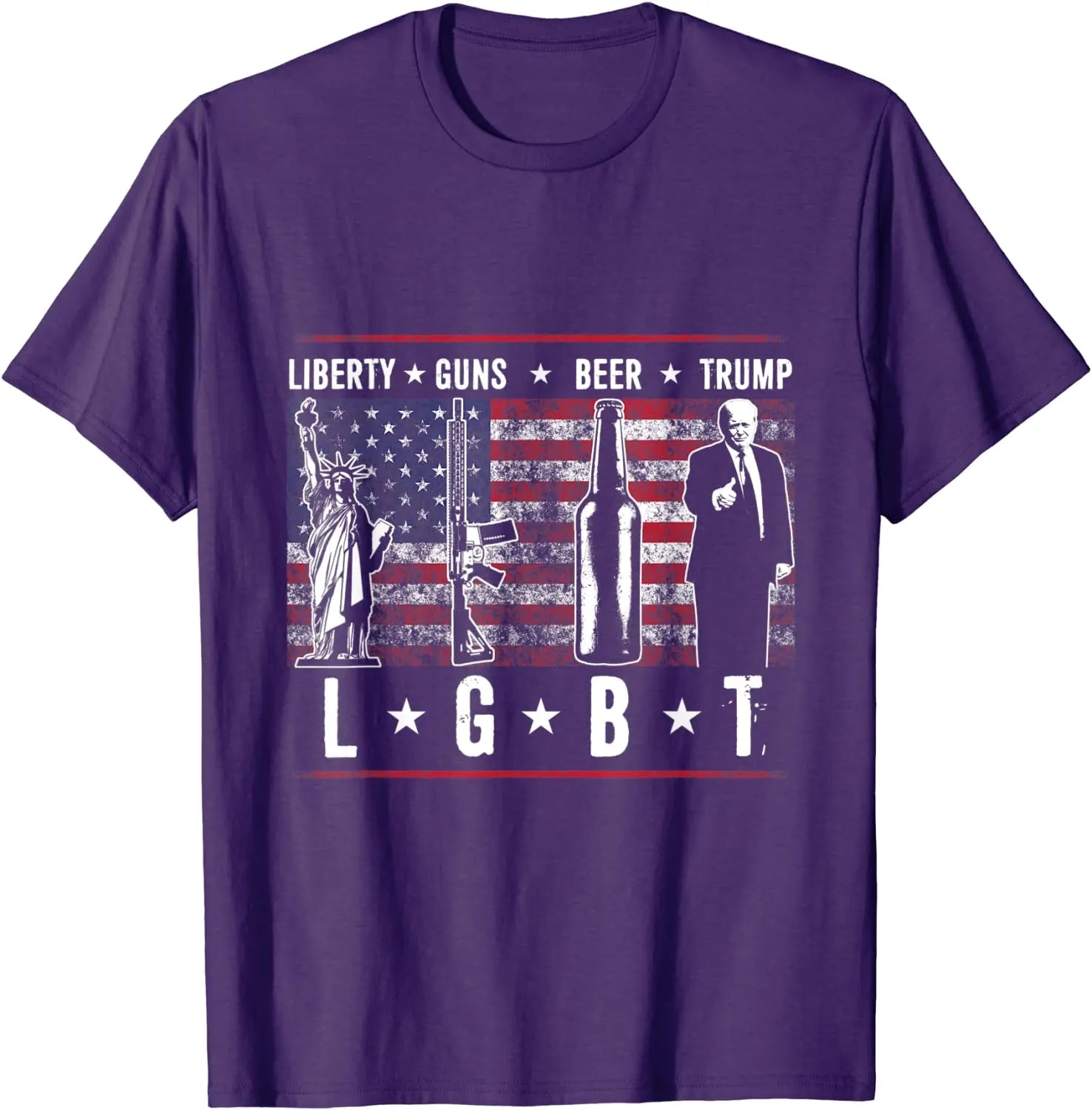 Camiseta de algodón para hombre, divertida, parodia LGBT, regalo, camisetas de marca, informales, con diseño de armas de la libertad, cerveza, Trump