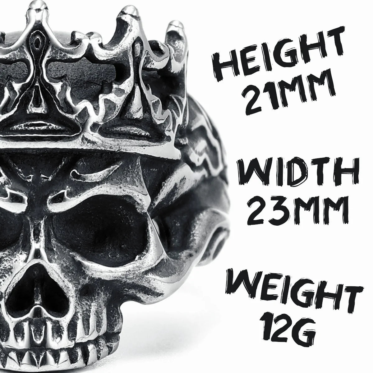 King Ring Skull Men Rings 316L Stainless Steel Ancient Queen Ring Rock Party for Biker Rider Male Boyfriend Jewelry Best Gift