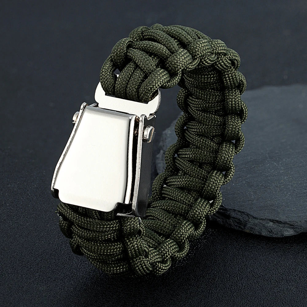 MKENDN Survival Bracelet Outdoor Camping Rescue Emergency Paracord Bracelet Stainless Steel Safety Belt With Airplane Pilot Gift