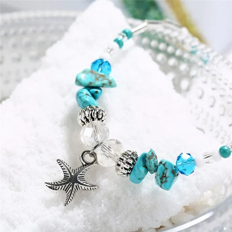 Fashion Starfish Beads Anklet Beach Chain Bracelet Ankle Jewelry for Women