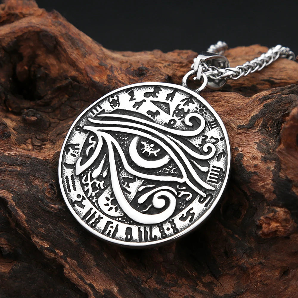 New Vintage Eye of Horus Pendant Necklace Stainless Steel Classic Egyptian Totem Necklaces For Men Boys Amulet Jewelry Wholesale