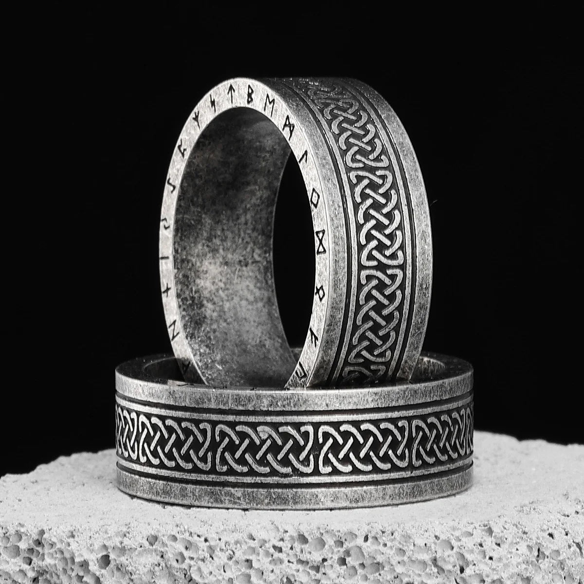 Celtic Knot Ring Viking Runes 316L Stainless Steel Mens Rings Retro Simple Rock for Boyfriend Jewelry Creativity Gift Wholesale