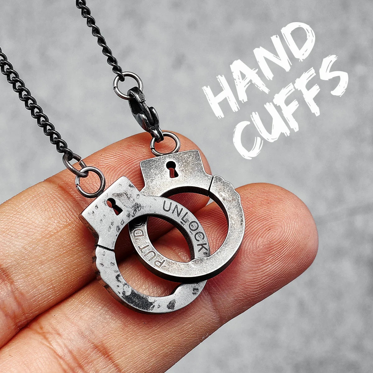 Handcuffs Necklace Stainless Steel Creative Hip Hop Rap Men Pendant Chain Retro Vintage for Friend Biker Party Jewelry Gift