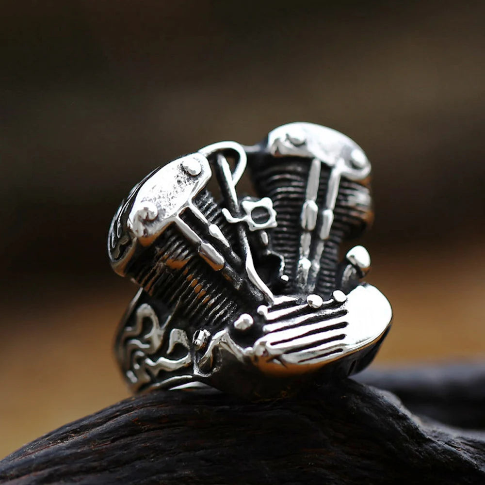 Punk Cool Man Motorrad Motor Ring Für Männer Junge Gothic 316L Edelstahl Biker Schädel Ring Mode Schmuck Geschenk Großhandel