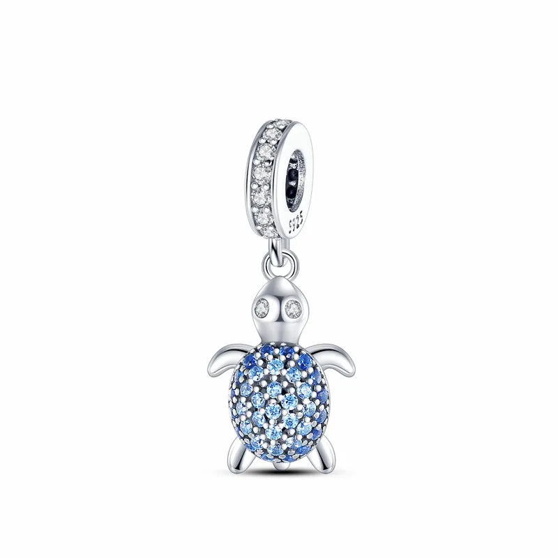 New 925 Sterling Silver Shell Sea Star Turtle Ocean Series Pendant Fit Original Pandora Bracelet Snake Chain Beaded Women Gift