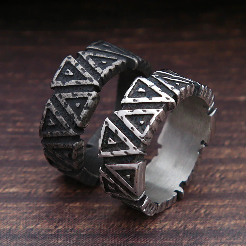 Vintage Black/Steel Viking Triangle Ring For Men Women Nordic Stainless Steel Odin Valknut Rings Amulet Jewelry Gift Wholesale