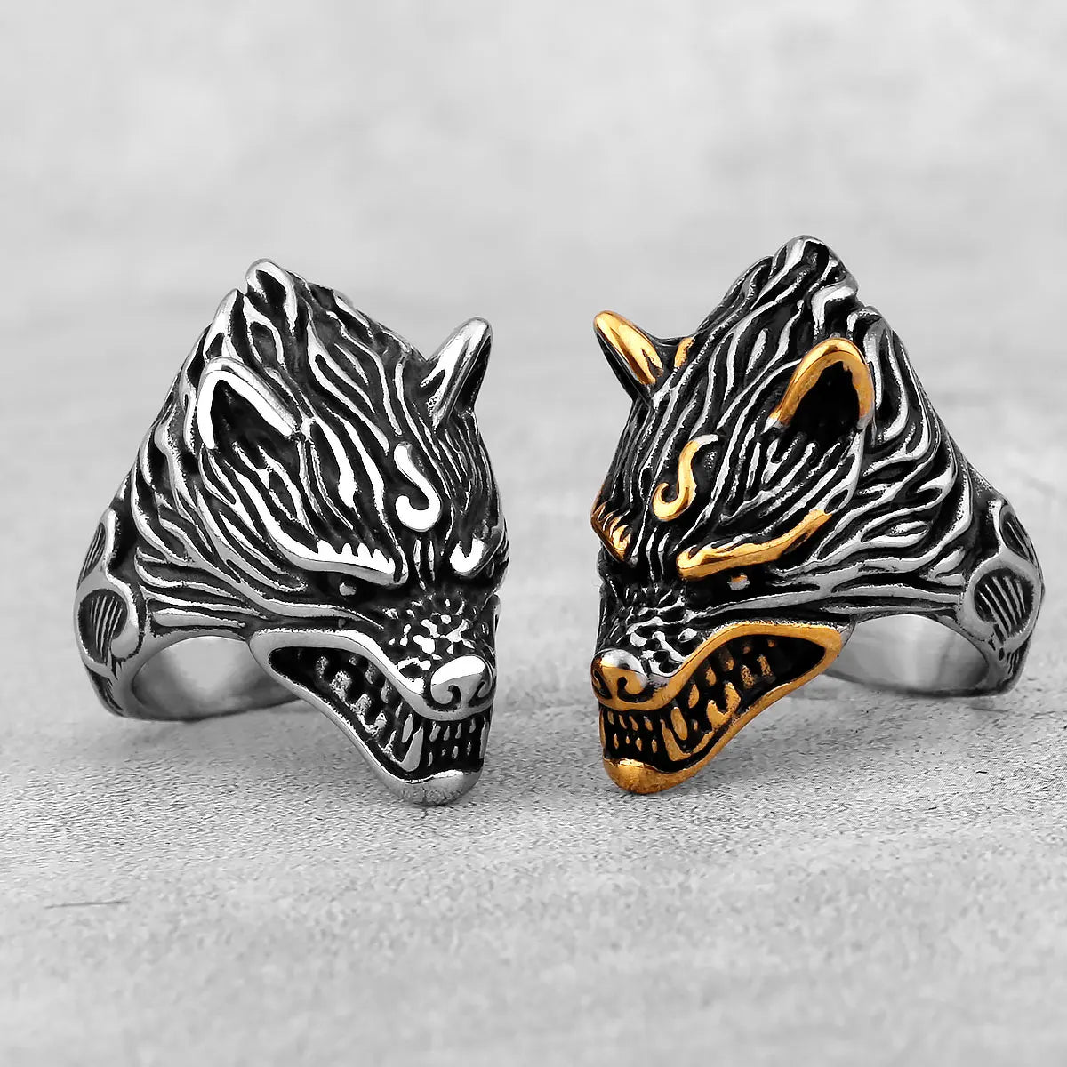 Vintage Animal Wolf Head Amulet Viking Ring Men Stainless Steel Teen Nordic Fashion Multi Style Ring Charm Jewelry Gift Unisex