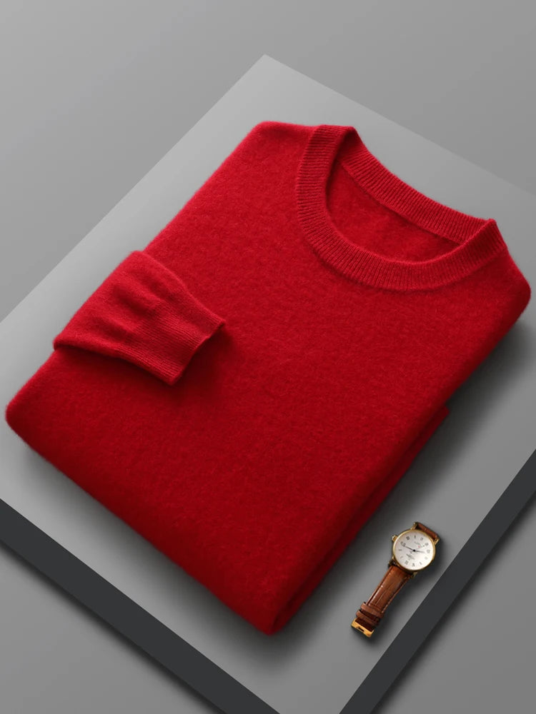 Spring Autumn 100% Merino Wool Pullover Sweater Men O-neck Long Sleeve Cashmere Knitwear Pullover  Female Clothing Grace Tops