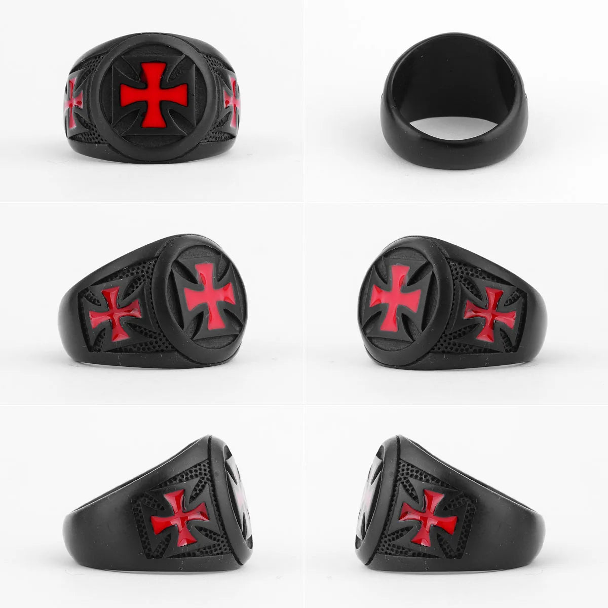 Rotes Kreuz Schwarz Edelstahl Herren Ringe Religion Punk Hip Hop für Männlich Freund Biker Schmuck Kreativität Geschenk Großhandel