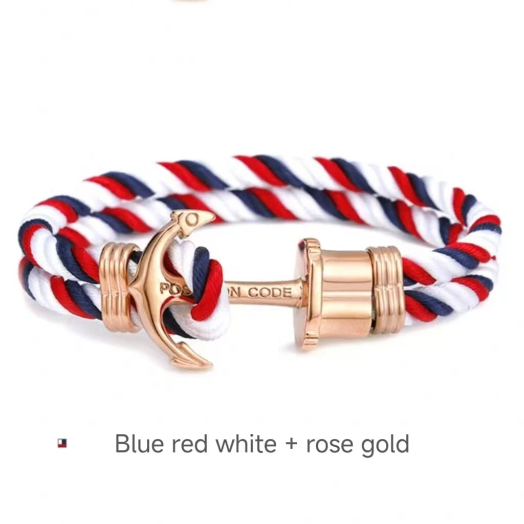 woman Stainless Steel Anchor Bracelet European and American Fashion Couple Bracelet Navy Men Personalized Nylon rope Jewelry