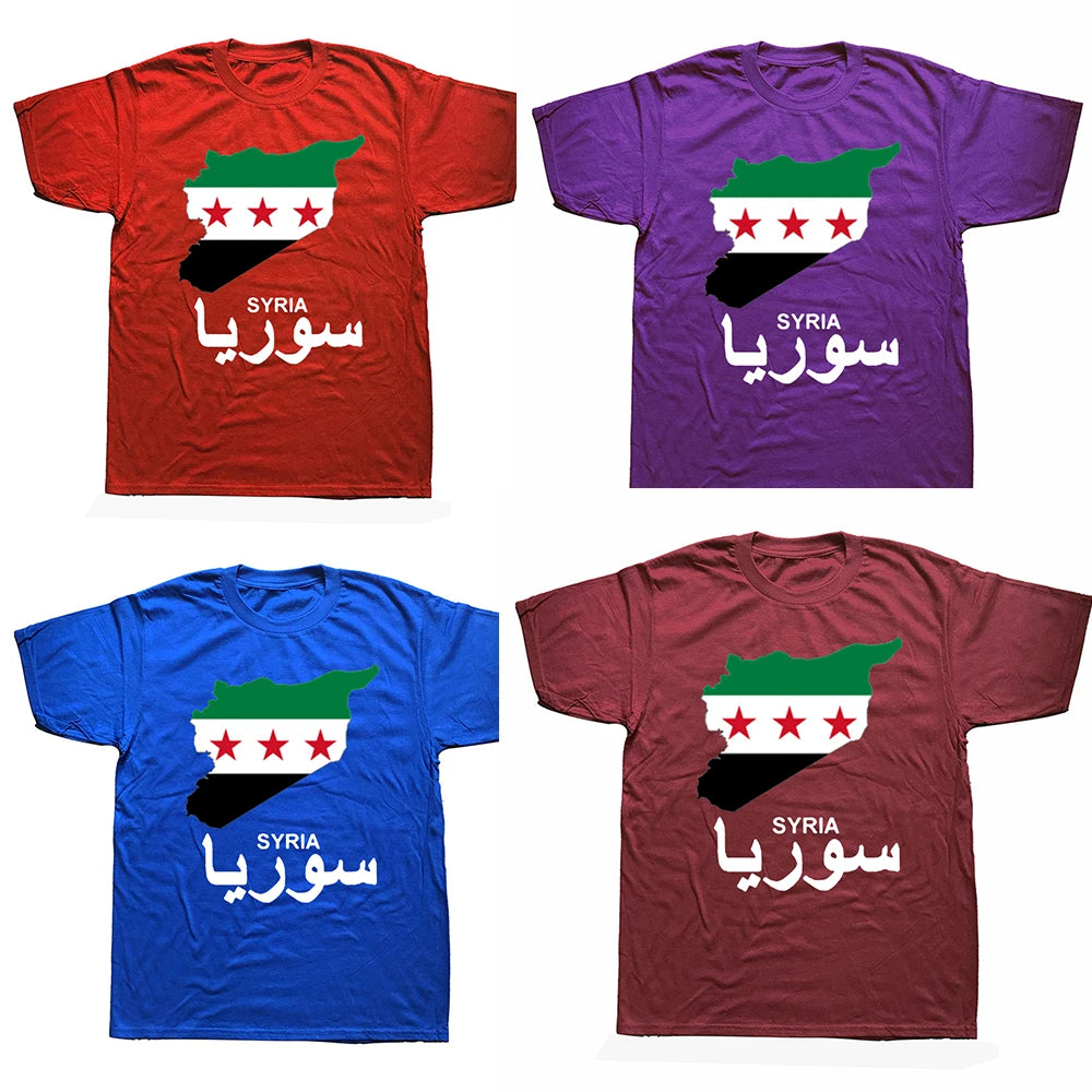 Divertidas camisetas de la República Árabe Siria, camisetas con gráficos de algodón, ropa de calle de manga corta, regalos de cumpleaños, camisetas de estilo veraniego para hombres