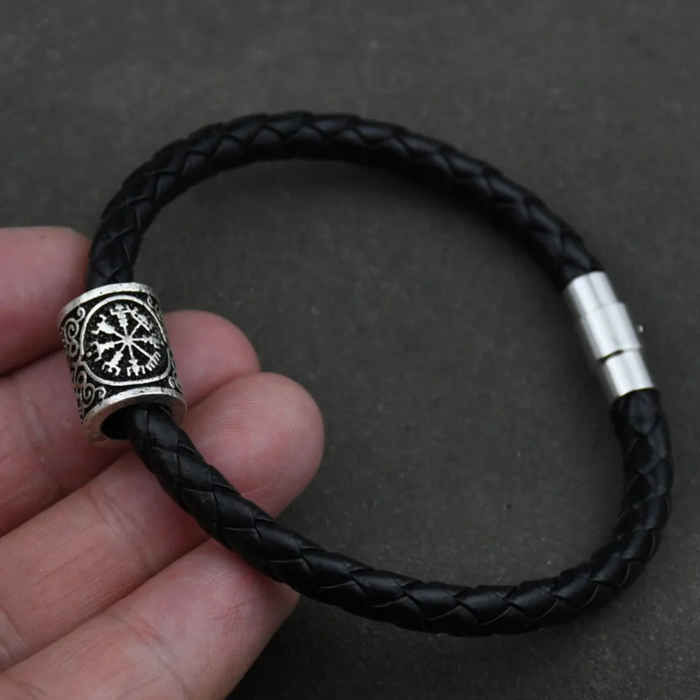 Mens Womens Viking Bracelet Decoration Bangles With Charms Beads Vikings Accessories Runic Runes Beads Diy Jewelry