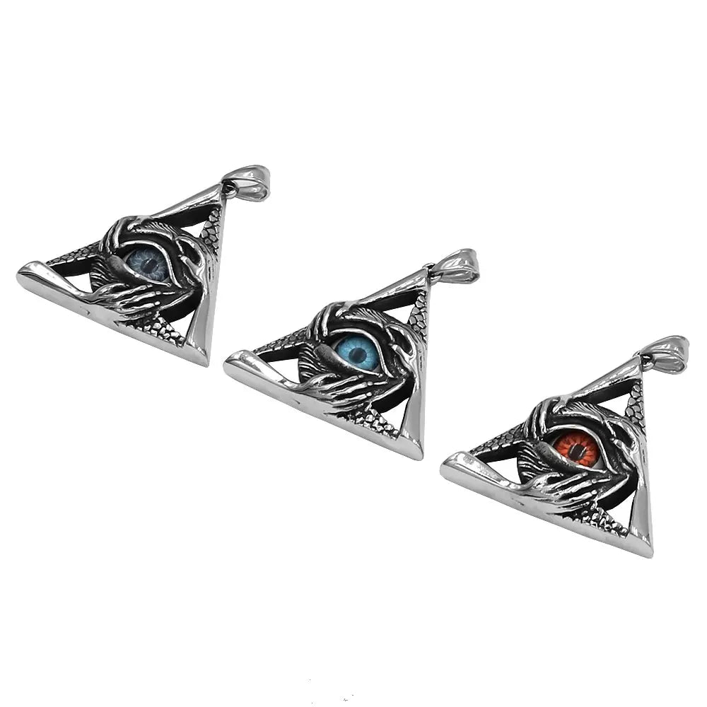 Egyptian Eye of Horus Ra Udjat Talisman Pendant Stainless Steel Illuminati Pyramid Eye Evil Hand Biker Men Gift SWP0548A