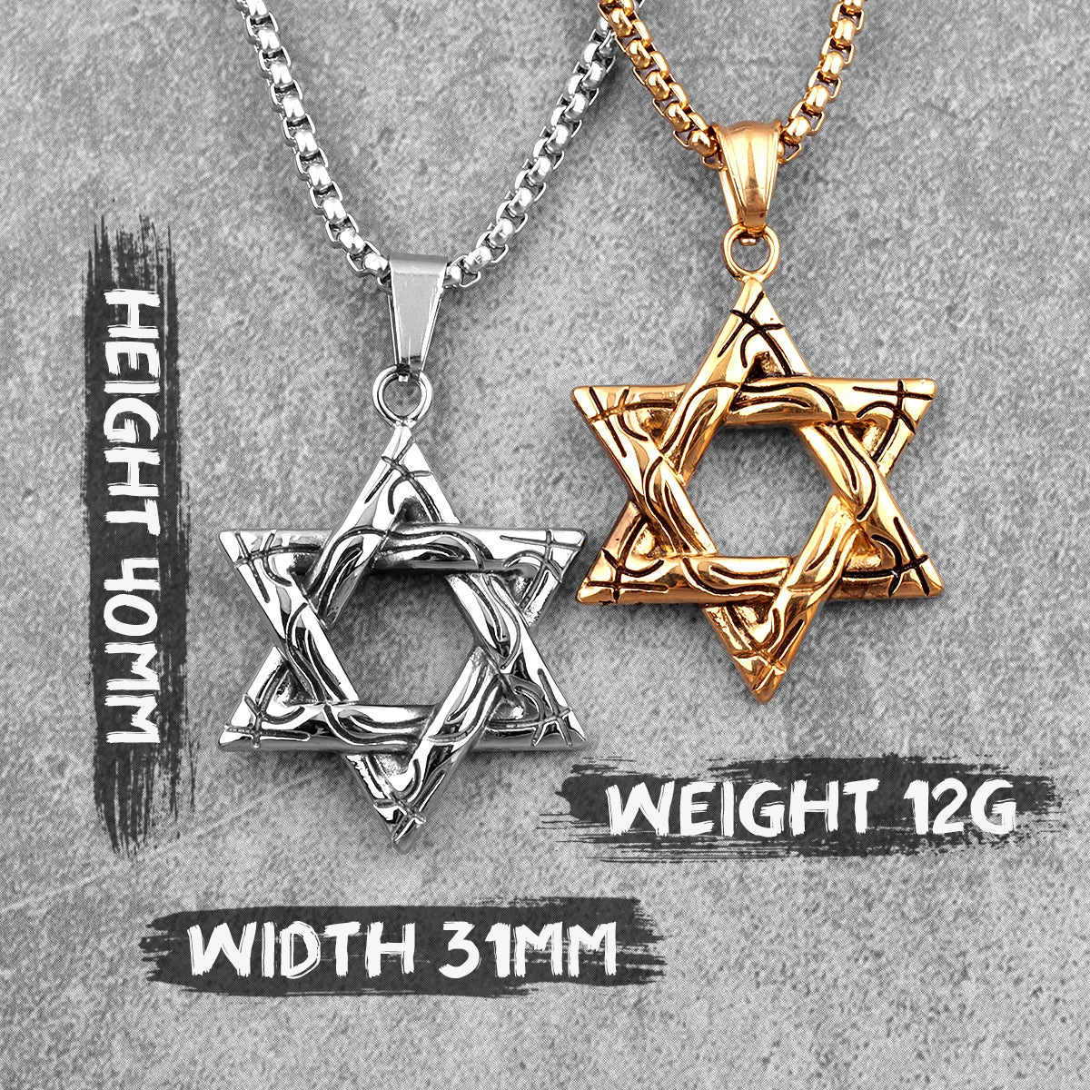 Judaism Hexagram Stainless Steel Men Necklaces Pendants Chain Punk Trendy for Boyfriend Male Jewelry Creativity Gift Wholesale