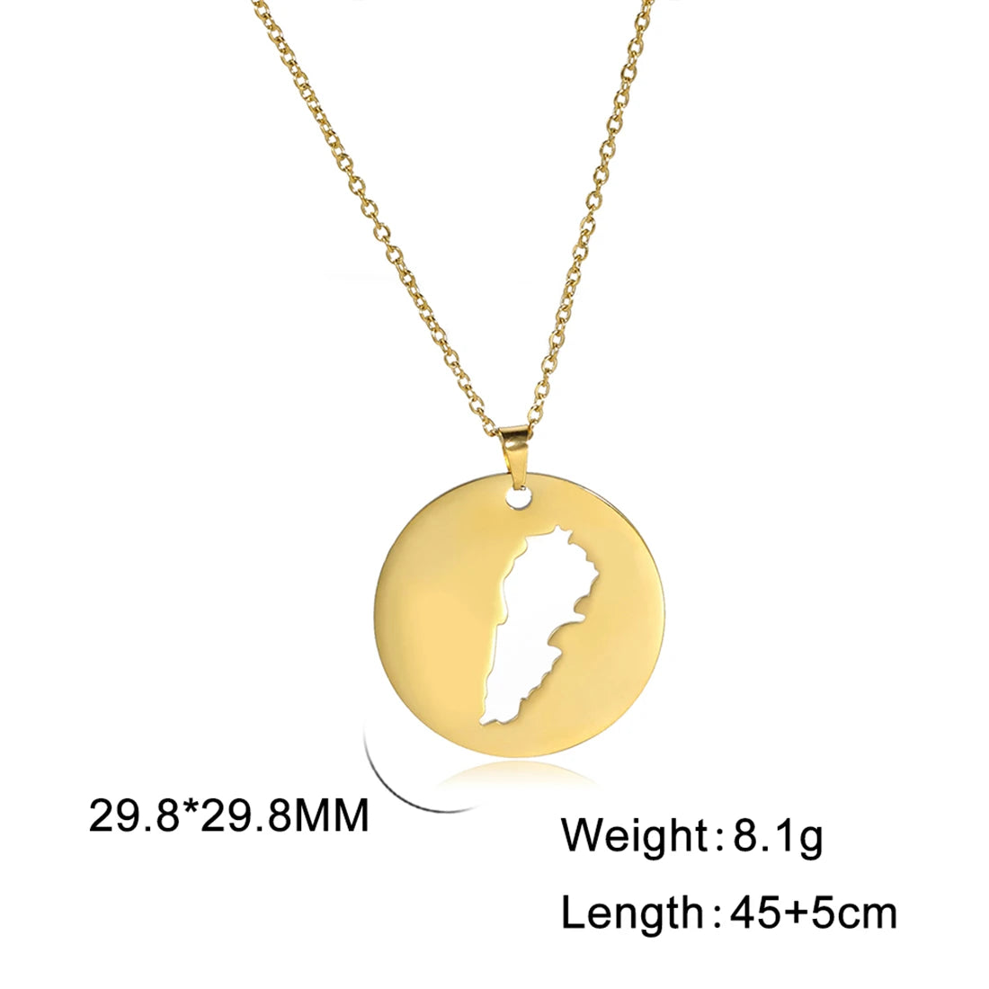 EUEAVAN Classic Lebanon Map Pendant Necklaces Stainless Steel Lebanese Country Flag Necklace Charm Patriotic Jewelry Gift