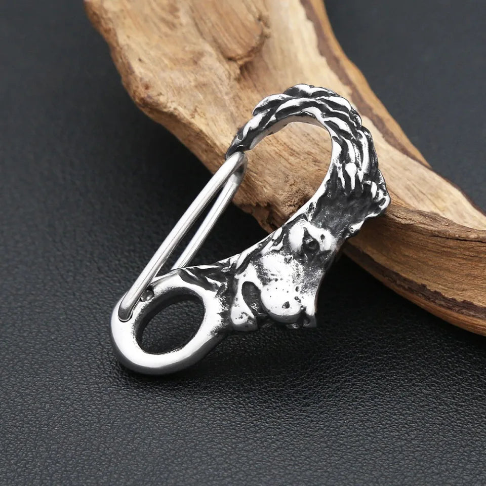 Vintage Vikings Lion Head Keychain For Men Women Stainless Steel Punk Animal Skull Shrimp Buckle Key Ring Fashion Jewelry Gifts