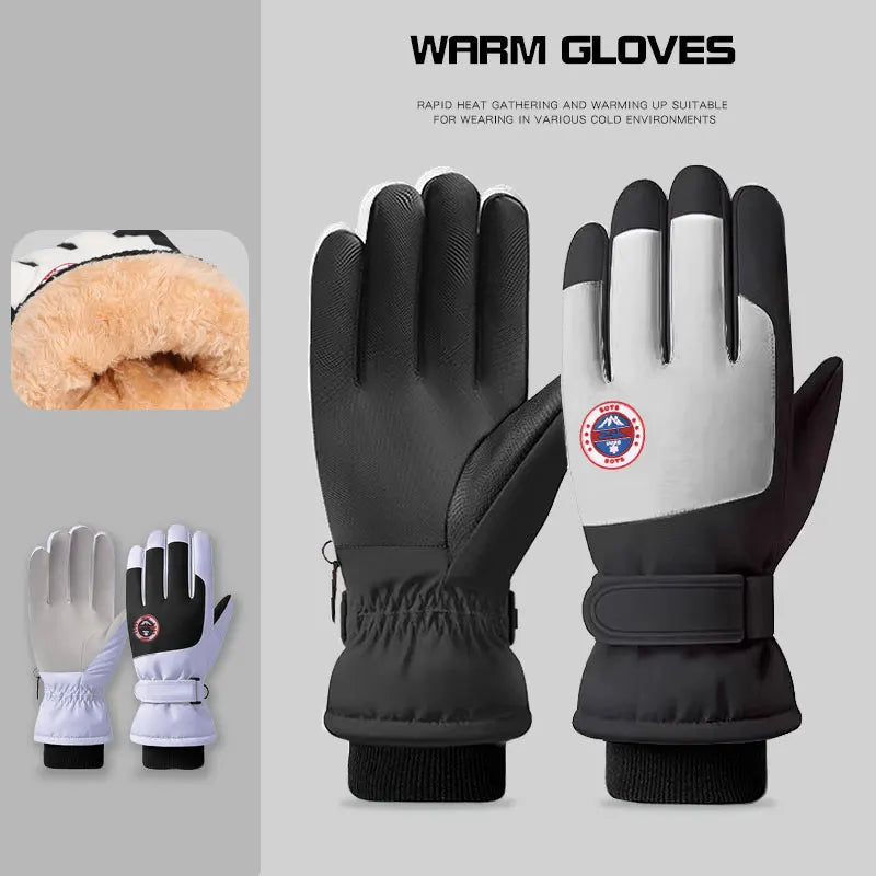 Ski gloves, winter gloves, women's and men's ski board gloves, touch screen gloves, snowmobile motor waterproof and warm snow gl