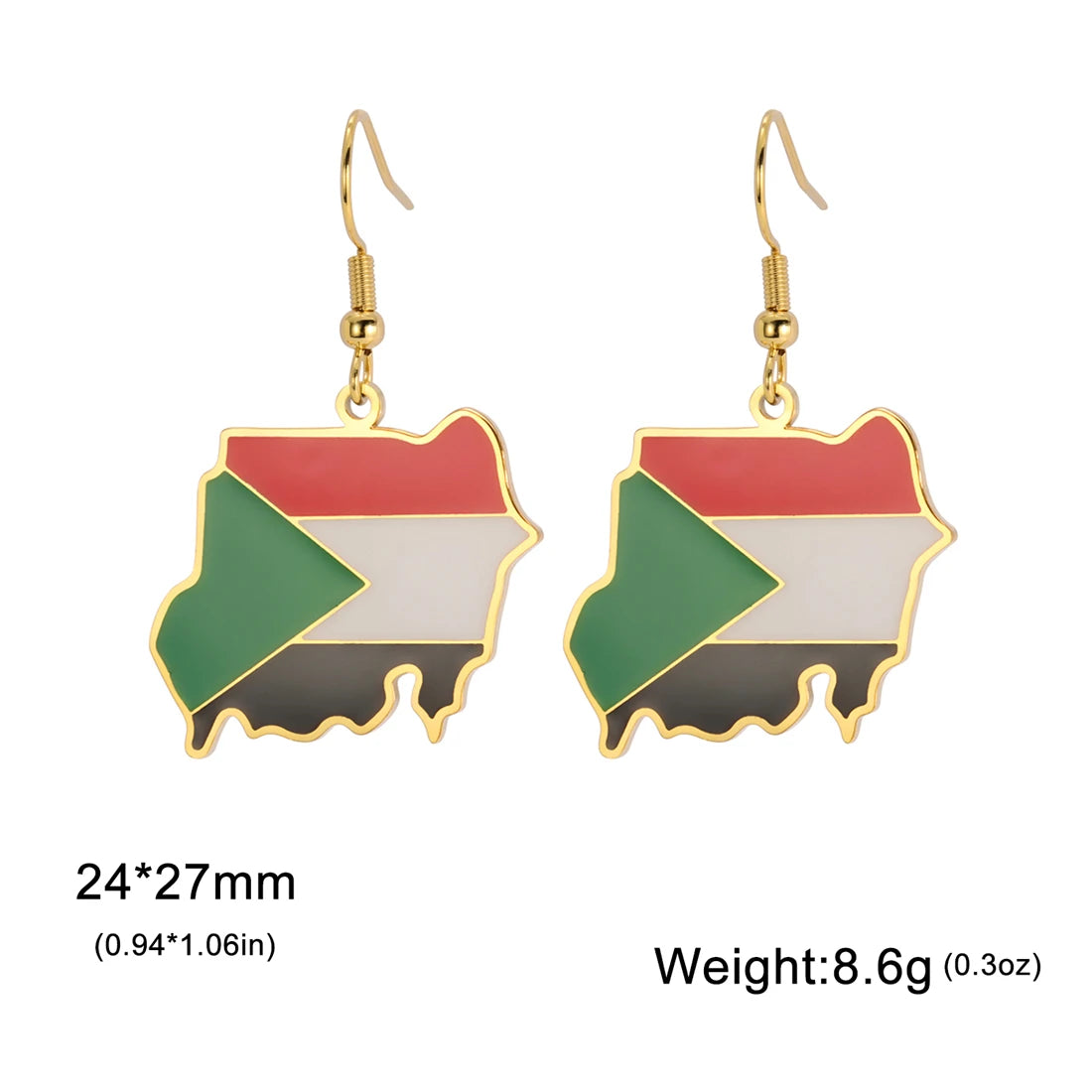 EUEAVAN Classic Sudan Map Flag Pendant Earrings Stainless Steel Silver Gold Color North Sultan Maps Earring Patriotic Jewelry