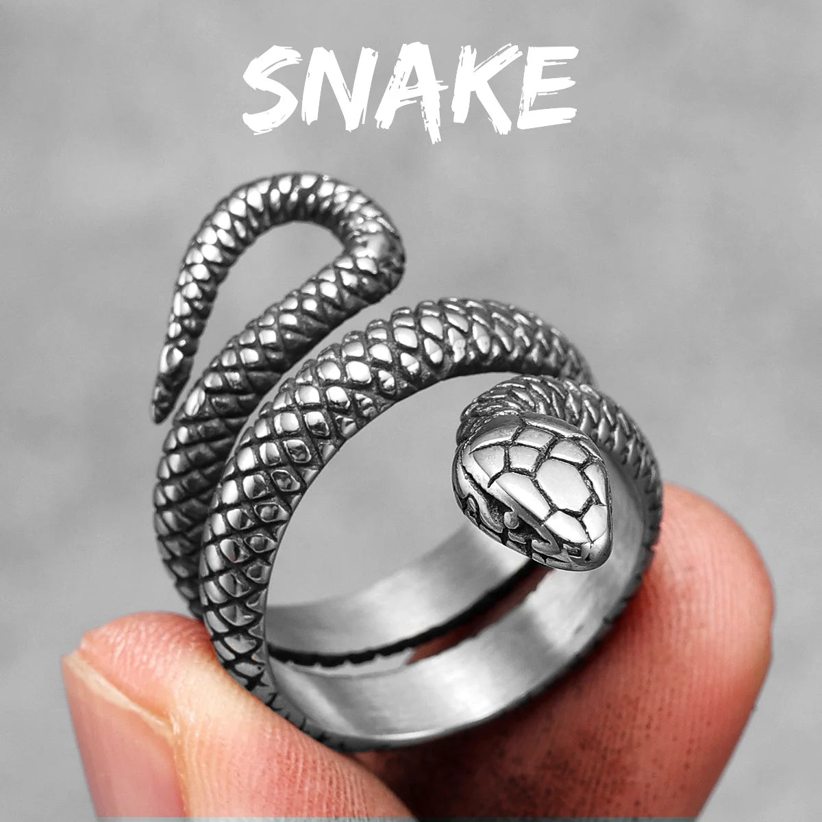 Snake Ring Stainless Steel Men Rings Punk Rock Vintage for Women Biker Jewelry Halloween Creativity Gift Wholesale Accessories