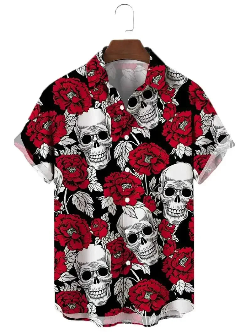 Camisa de manga corta con estampado gráfico de calabaza de Halloween para hombre, camisa de manga corta divertida con estampado retro de elemento de calabaza para fiesta