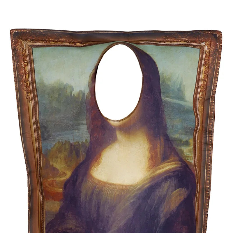 Cosplay Lustige Mona Lisa Wandbild Kostüme Requisiten für Erwachsene Unisex Schwamm Overall Halloween Klassischer Karneval Fancy Dress Up Party