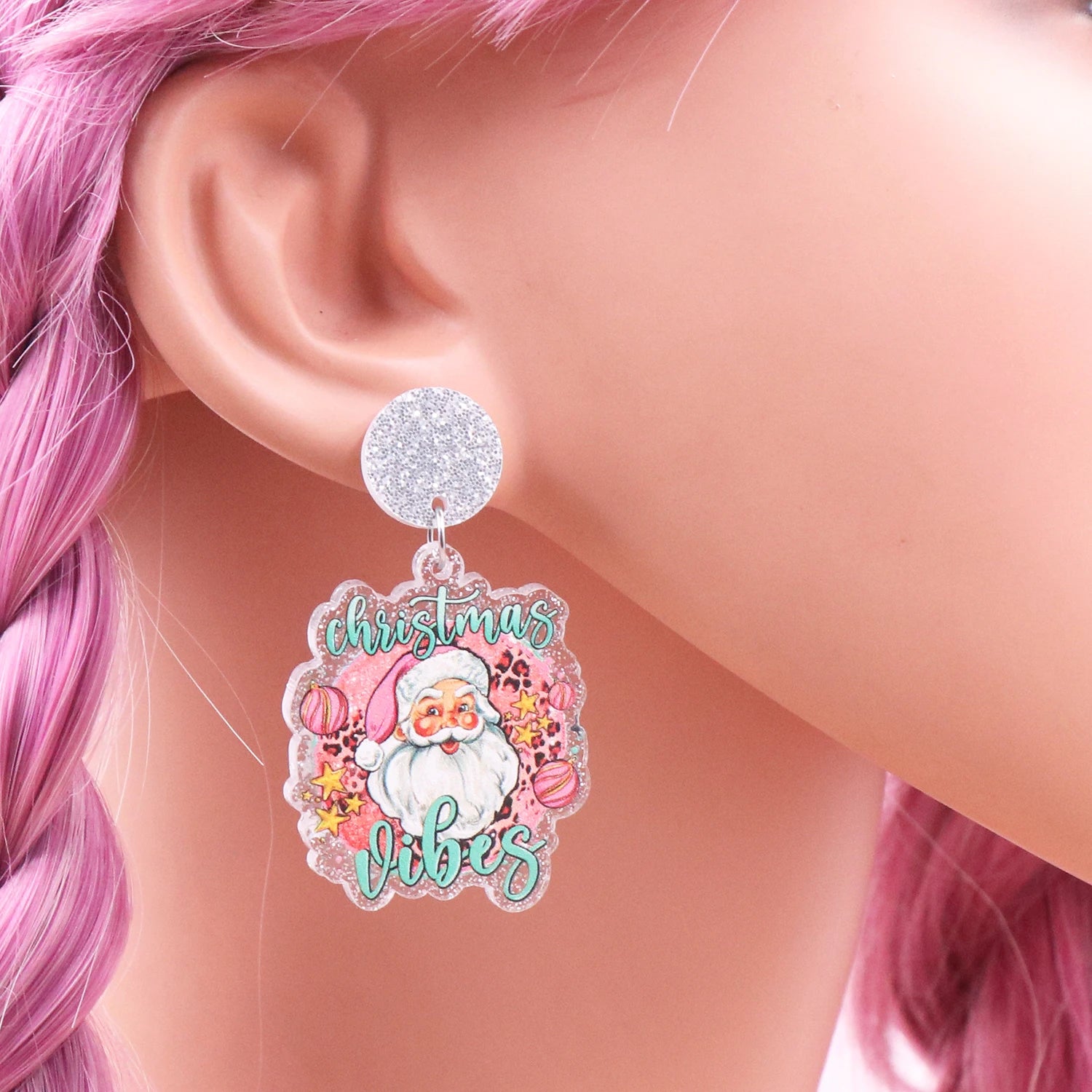 1pair New product CN Drop santa TRENDY christmas Acrylic earrings Jewelry for women