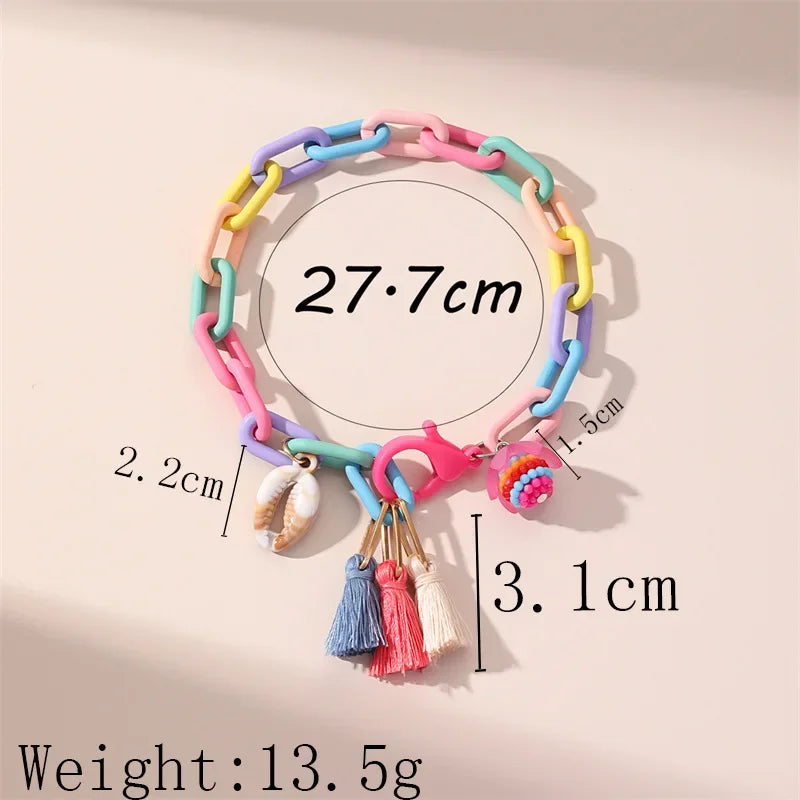 Multicolor Acrylic Boho Anklet for Women