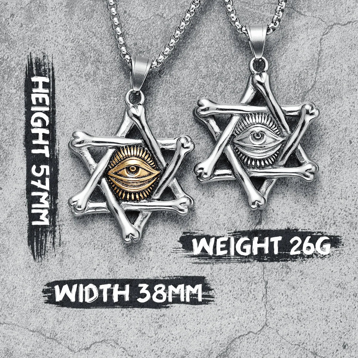 Eye of Horus Men Necklace Hexagram Eyes 316L Stainless Steel Pendant Chain Religion Rock Punk for Male Jewelry Gift Dropshipping