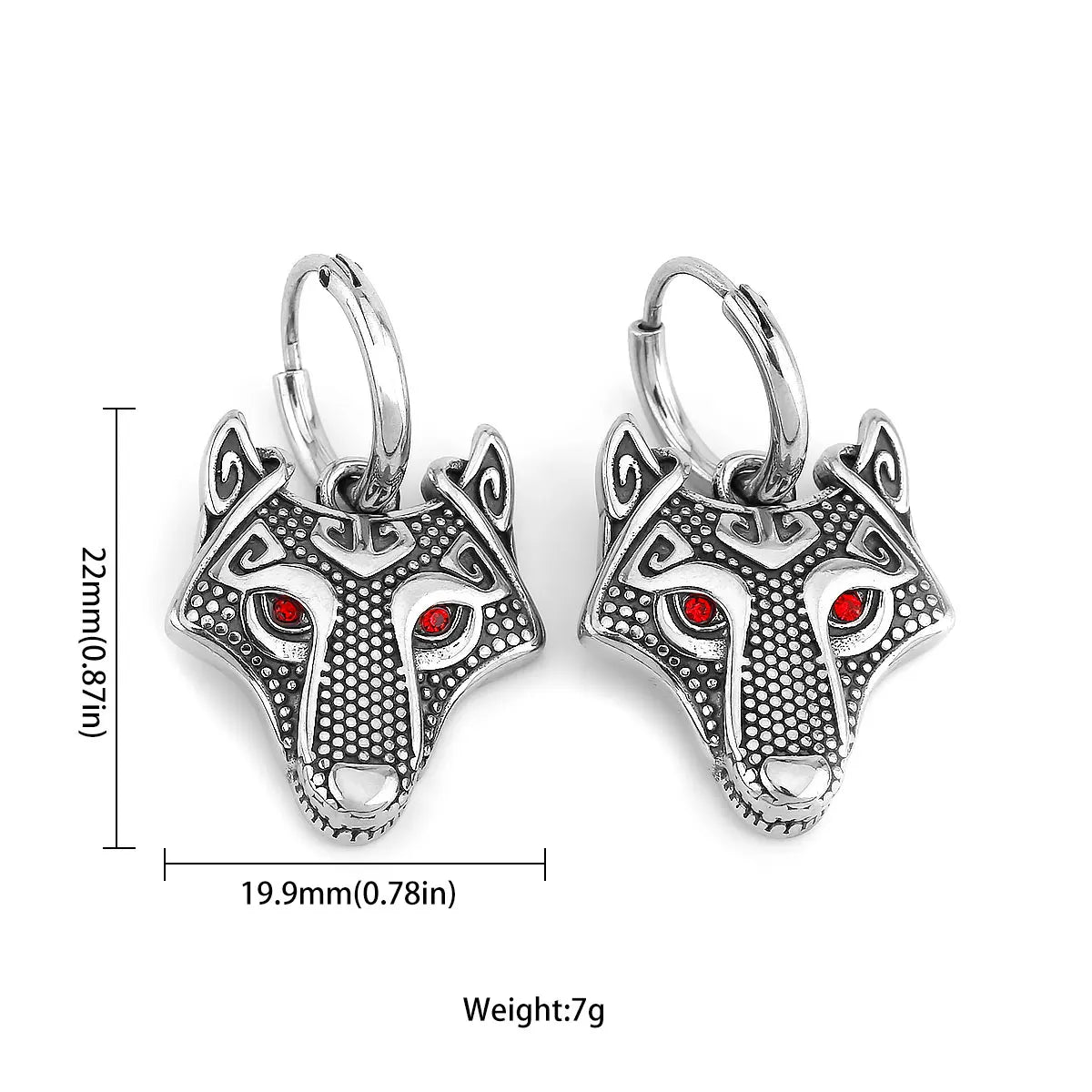 Fashionable Nordic Various Domineering Wolf Head and Thor's Hammer Drop Earrings Men's Charm Stainless Steel Earrings Wholesale