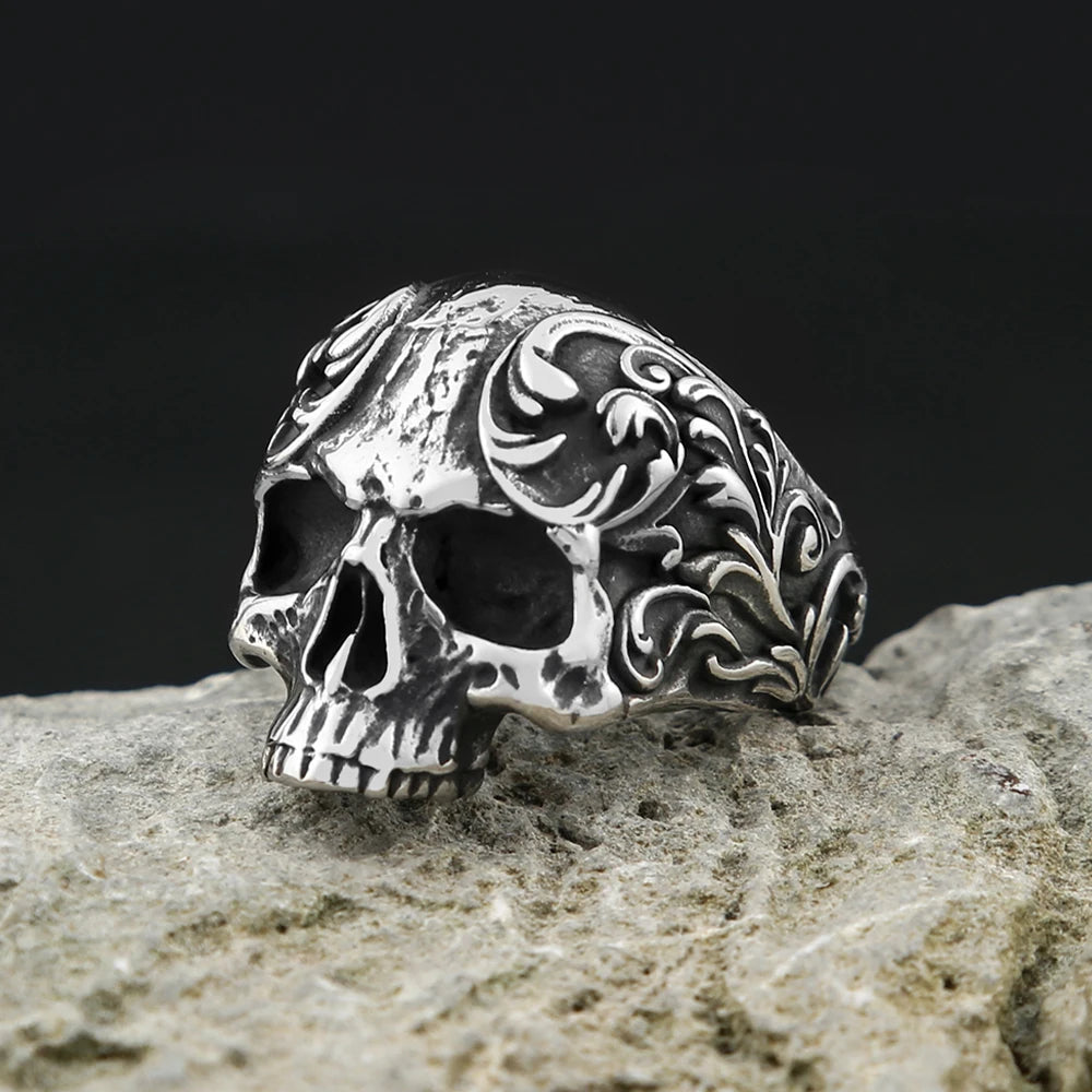 Fashion Vintage Skeleton Ring 316L Stainless Steel Gothic Biker Skull Rings For Men Women Charm Party Jewelry Gifts Dropshipping