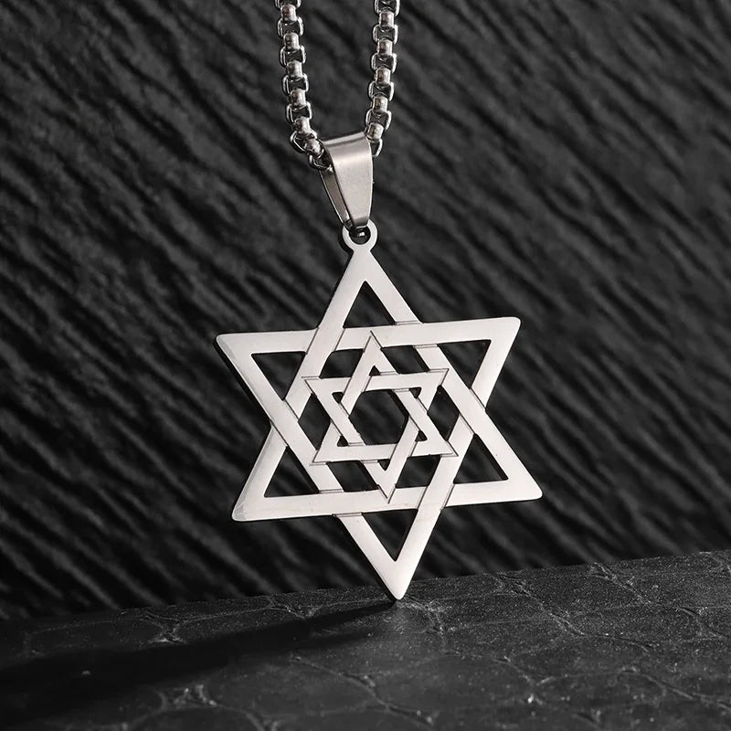 New Fashion Zircon Star of David Pendant Men Women Trend Charm Hexagonal Star Necklace Daily Casual Jewelry Gift