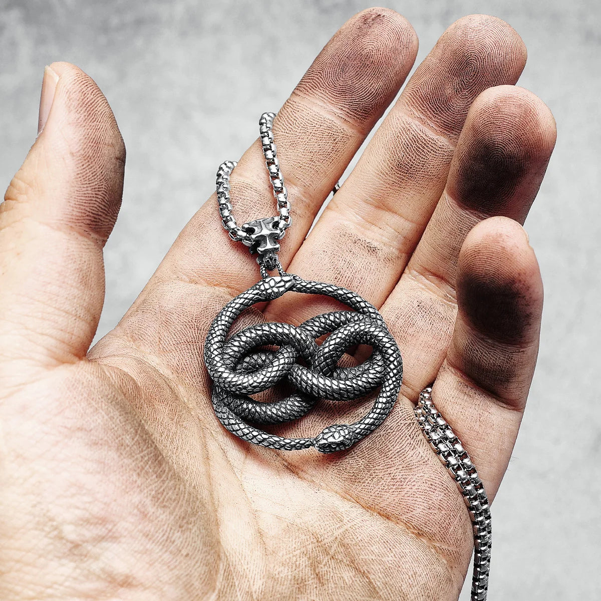 Ouroboros Snakes Pendant Men Necklace 316L Stainless Steel Python Chain Rap Rock Punk Party for Friend Male Jewelry Best Gift