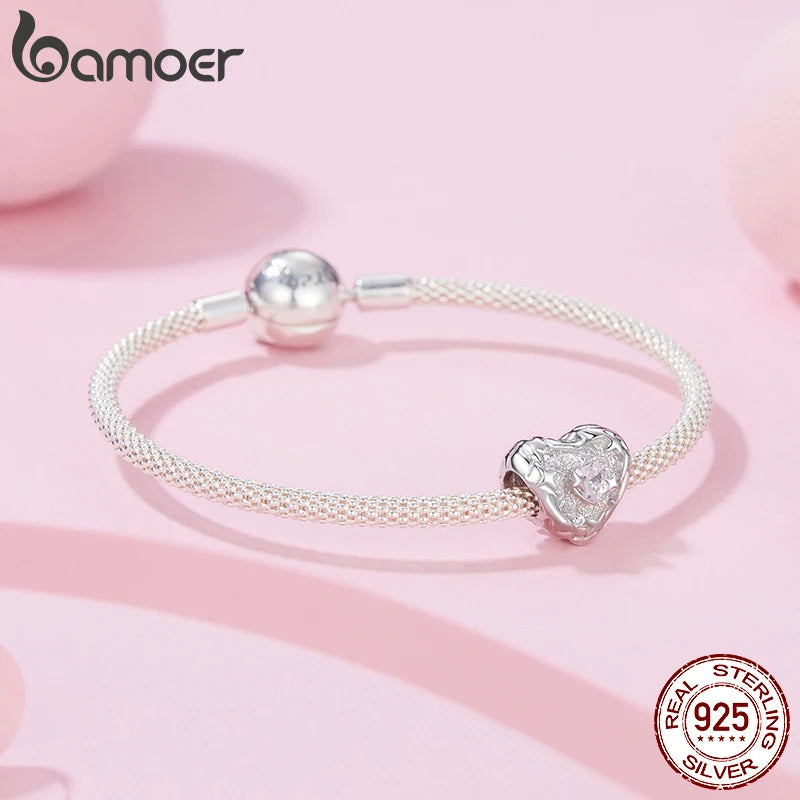 BAMOER 925 Sterling Silver Heart Star Charm Bead Fit Original Bracelet DIY Bamoer Charm pour la fabrication de bijoux Cadeau de Noël