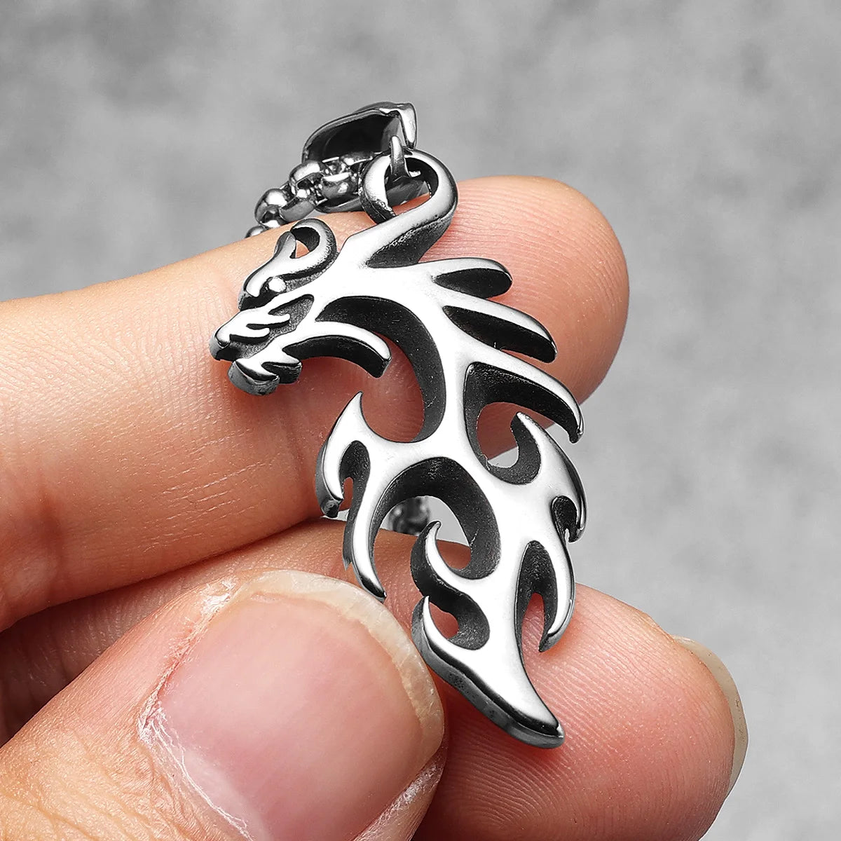 Dragon Pendants 316L Stainless Steel Men Powerful Amulet Necklaces Chain Punk Rock Trendy for Male Friends Jewelry Xmas Gift