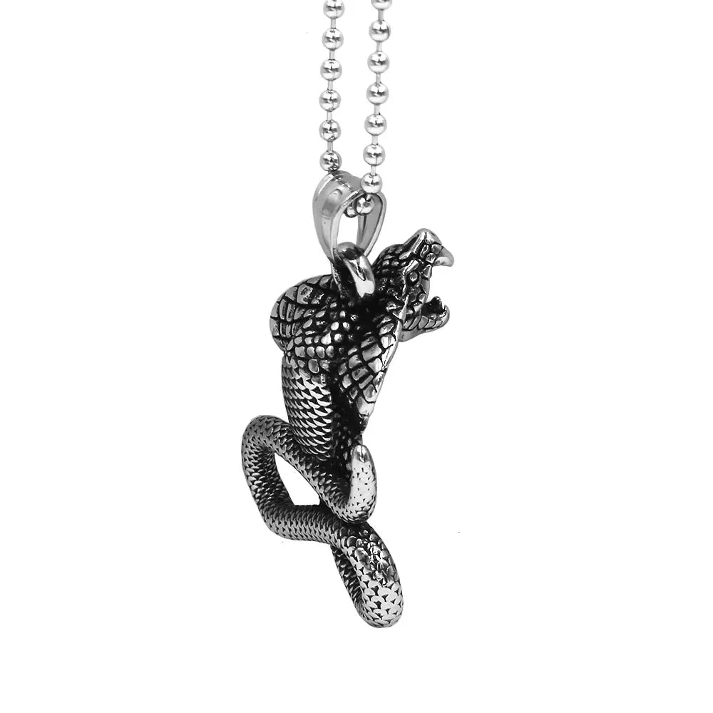 Fashion Cobra Pendant Necklace Stainless Steel Punk Snake Men Pendant Biker Charm Jewelry Gift SWP0639A