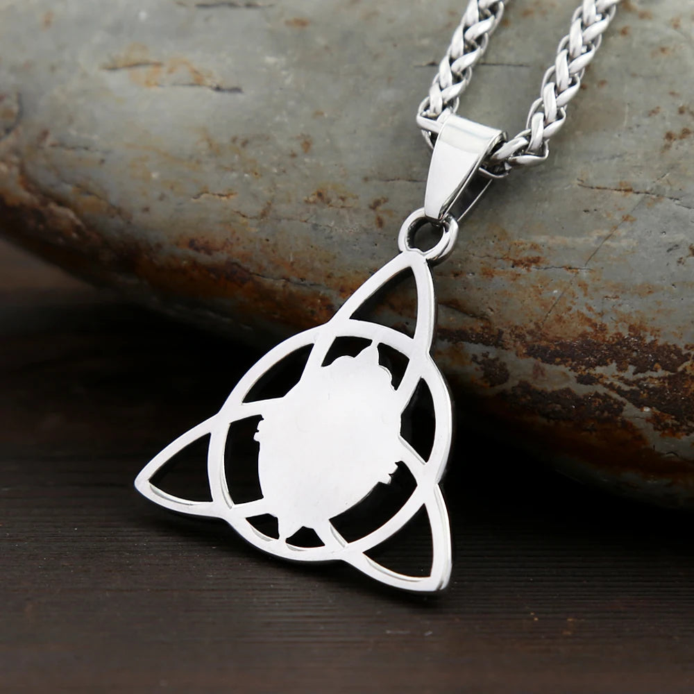 Nordic Vintage Stainless Steel Trinity Knots Pendant Necklaces For Men Women Fashion Opal Necklace Viking Amulet Jewelry Gifts