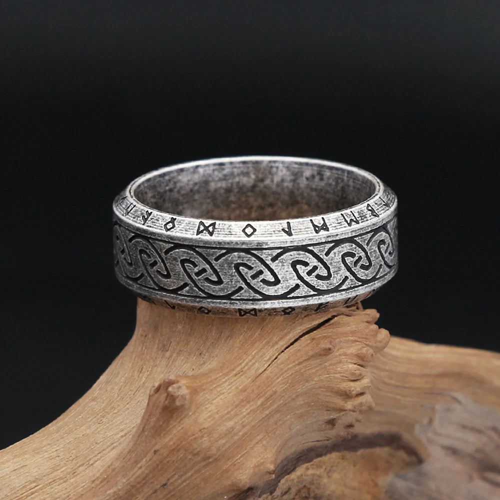 Nordic Simple Stainless Steel Futhark Runes Rings For Men Women Viking Odin Vegvisir Amulet Ring Fashion Icelandic Jewelry Gifts