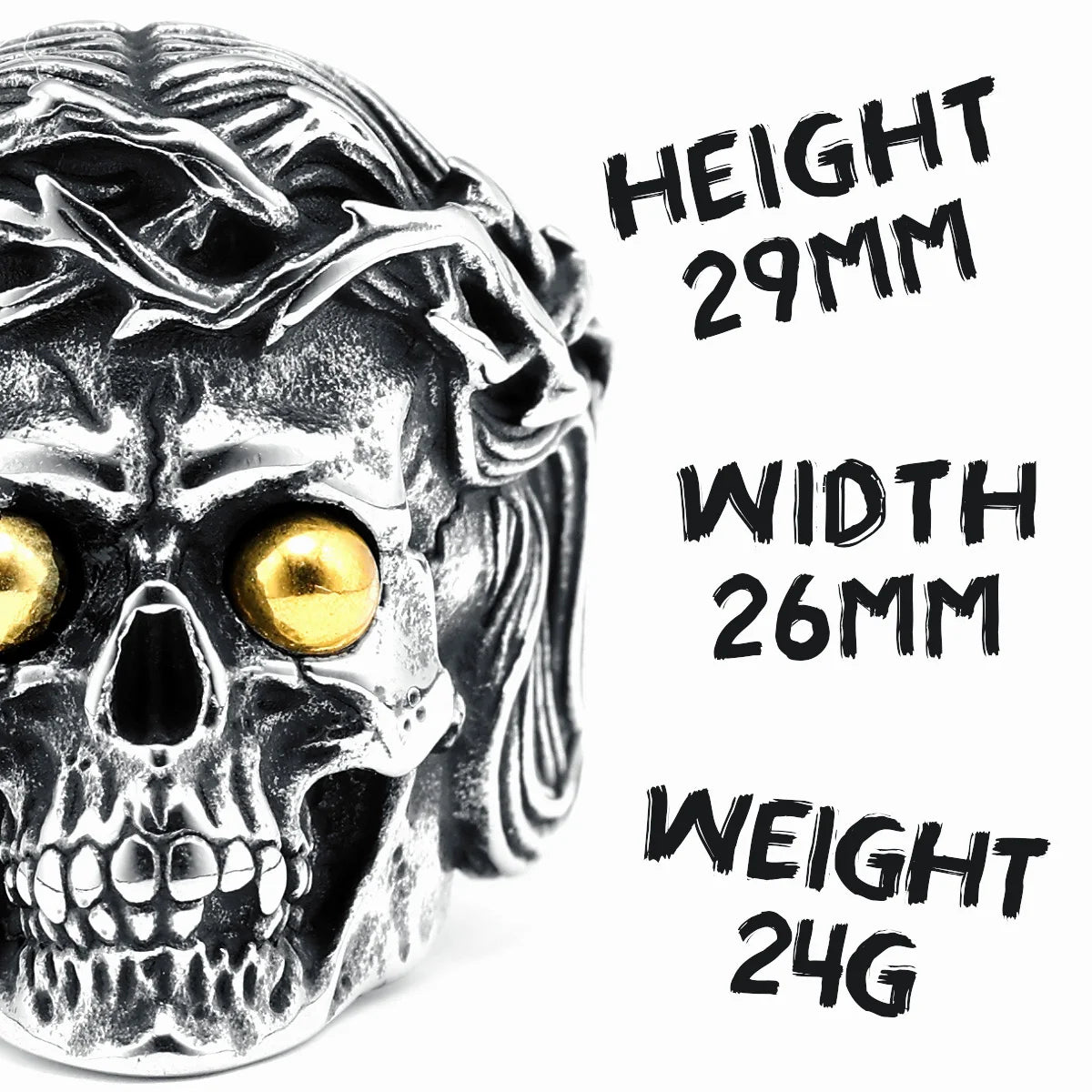 Skull Men Ring 316L Stainless Steel Skeleton Midnight Undead Rock Punk Gothic Rap for Biker Male Boyfriend Jewelry Creative Gift