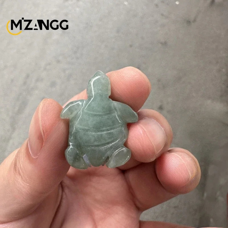 Natural A Goods Jadeite Turtle Pendant Hand-carved Men and Women Longevity Turtle Jade Necklace Key Chain Jewelry Lucky Amulet