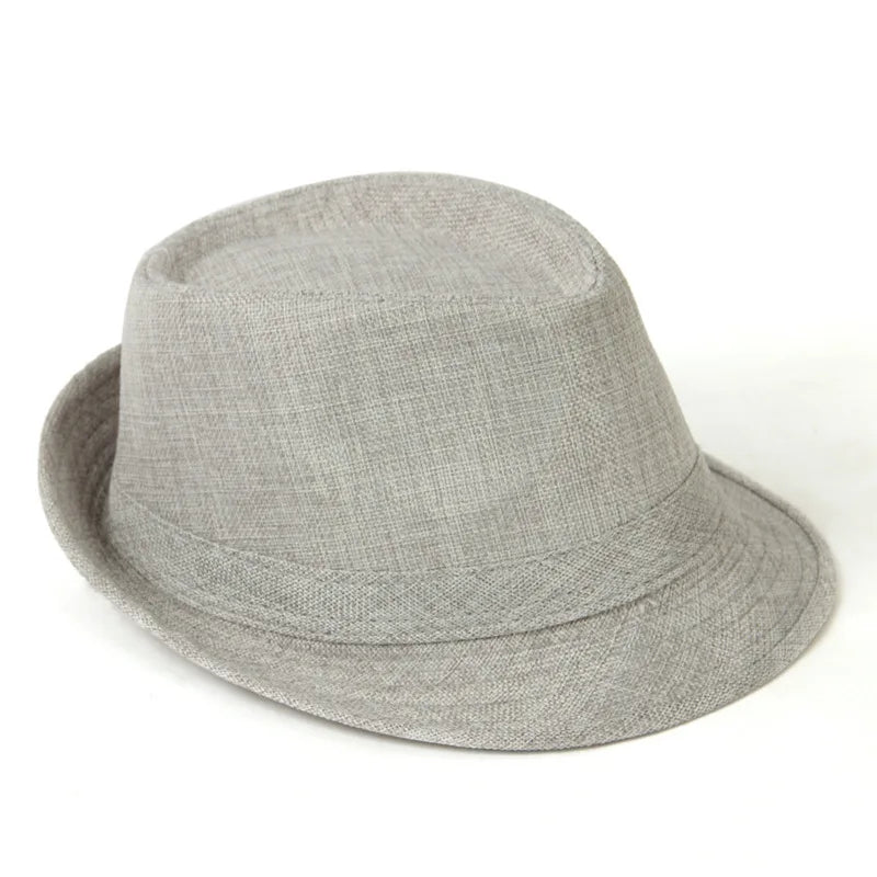 Men's Fedora Jazz Cotton Linen Solid Color Hat Summer Retro Bowler Hats Unisex Outdoor Chapeau  Bowler Hats Beach Trave Cap