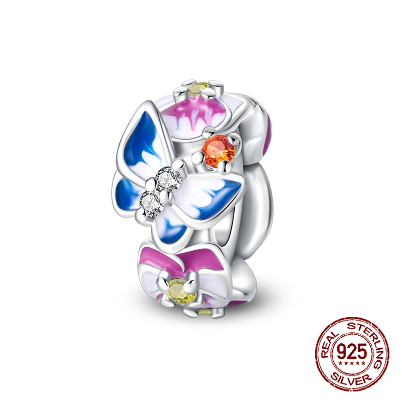 Hot Sale 100% 925 Sterling Silver Charm Flower Butterfly Bead Fit Original Pandora Charms Bangles Making For Women DIY Jewelry