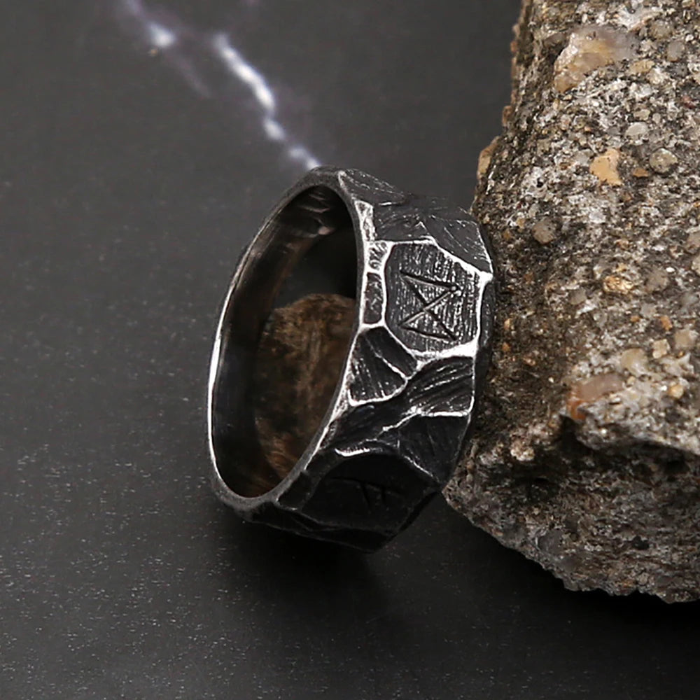 Fashion Vintage Nordic Viking Rune Rings Punk Biker Stainless Steel Amulet Ring For Men Women Couple Jewelry Gifts Wholesale